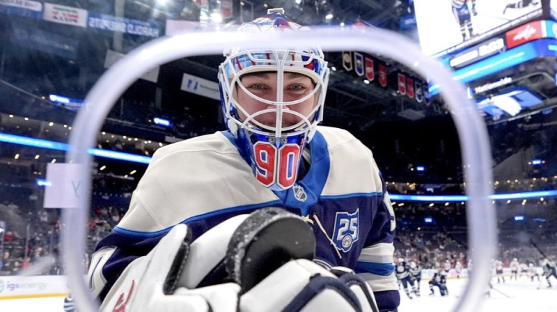 Elvis Merzļikins. Foto: Columbus Blue Jackets