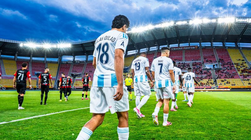 "Riga" un "Vardar" iziet laukumā pirmajā savstarpējā mačā. Foto: Riga FC