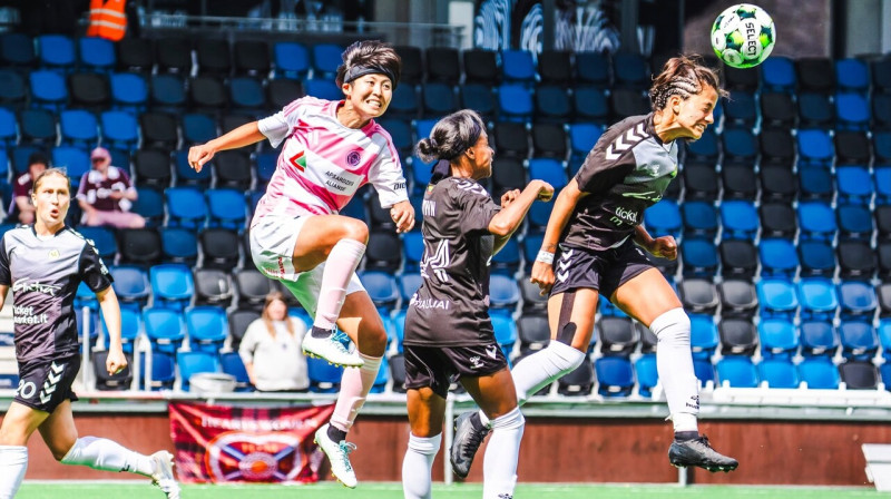 Mirklis "Riga" un Šauļu "Gintras" cīņā Dānijā. Foto: Riga FC Women