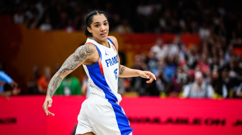 Francijas kapteine Gabija Viljamsa 2026. gada 12. septembrī. Foto: FIBA