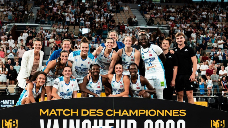 Aleksa Gulbe un "Basket Landes" 2026. gada 20. septembrī. Foto: Basket Landes