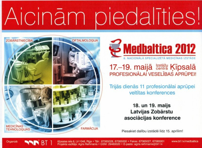 Veselības aprūpes aktualitātes, Latvijas zinātnieku sasniegumi un jaunākā medicīnas produkcija – izstādē “Medbaltica 2012”