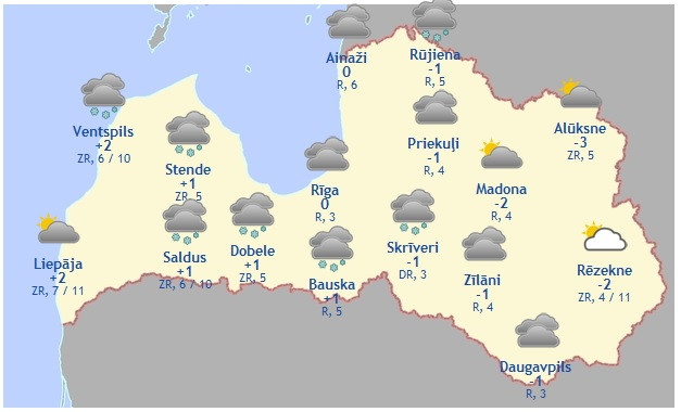 Laika prognoze šodienai - 19. martam. Atkal ziema