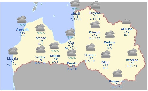 Laika prognoze šodienai - 16. aprīlim