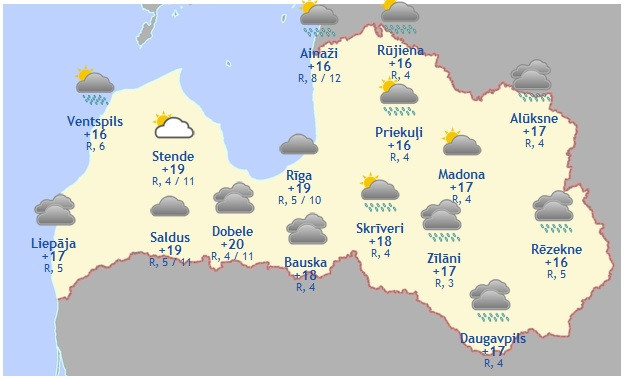 Laika prognoze šodienai - 4. septembrim