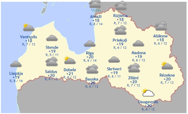 Laika prognoze šodienai - 7. septembrim