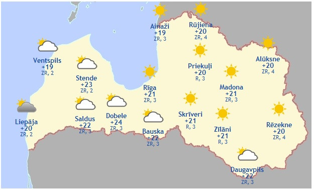 Laika prognoze šodienai - 8. septembrim