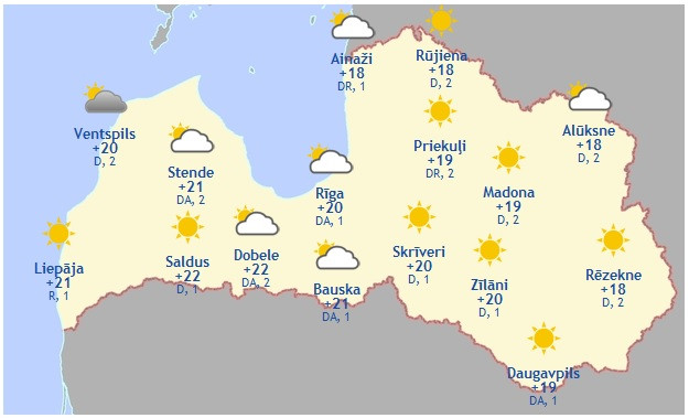 Laika prognoze šodienai - 9. septembrim