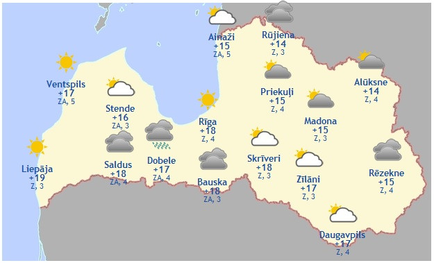 Laika prognoze šodienai - 16. septembrim