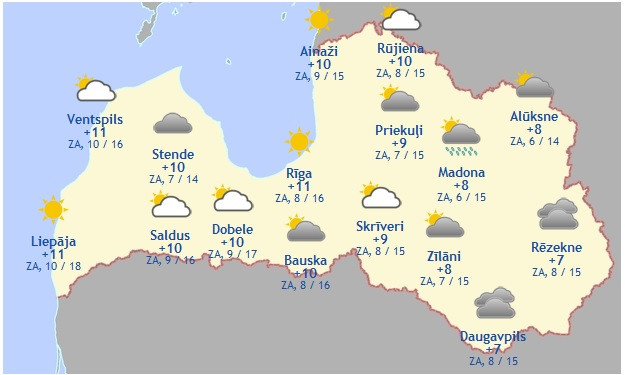 Laika prognoze šodienai - 5. oktobrim