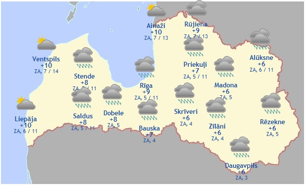 Laika prognoze šodienai - 7. oktobrim