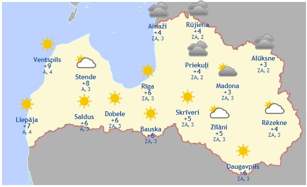 Laika prognoze šodienai - 13. oktobrim