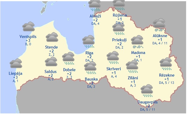 Laika prognoze šodienai - 25. oktobrim