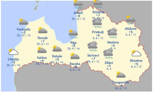 Laika prognoze šodienai - 29. oktobrim