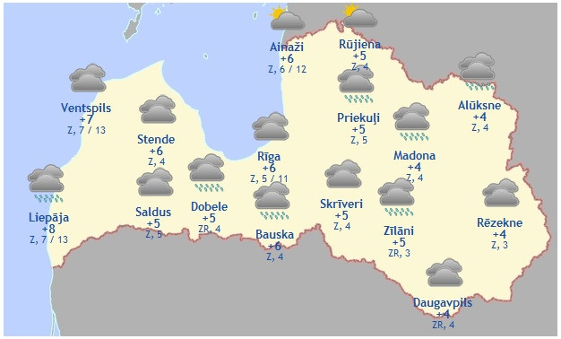 Laika prognoze šodienai - 30. oktobrim
