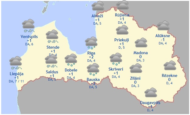 Laika prognoze šodienai - 1. novembrim