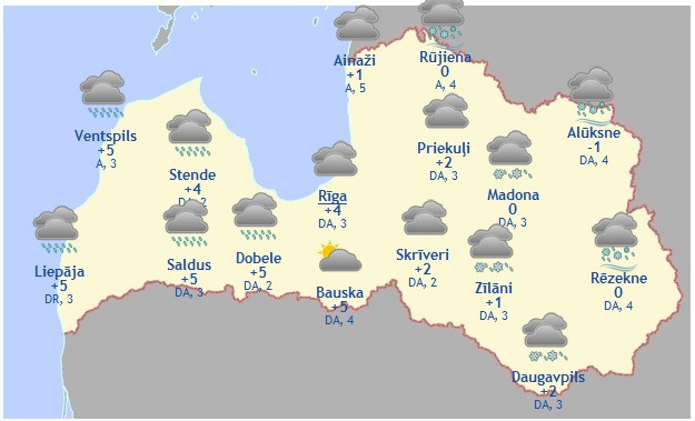 Laika prognoze šodienai - 2. novembrim