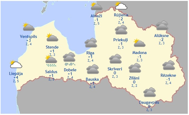 Laika prognoze šodienai - 3. novembrim