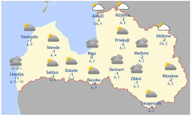 Laika prognoze šodienai - 5. novembrim