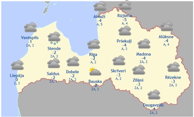 Laika prognoze šodienai - 7. novembrim