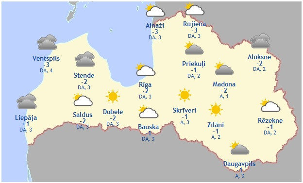 Laika prognoze šodienai - 9. novembrim