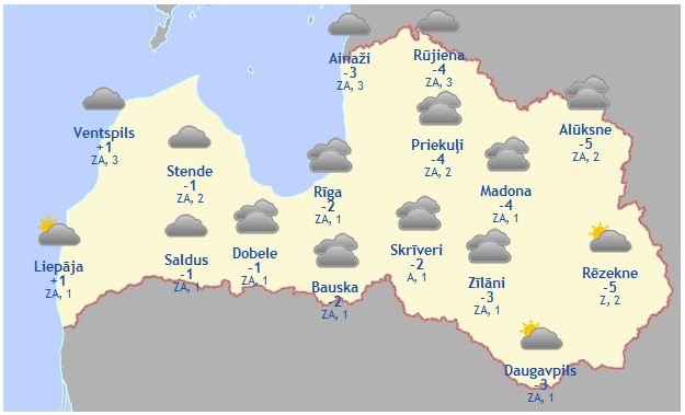 Laika prognoze šodienai - 10. novembrim