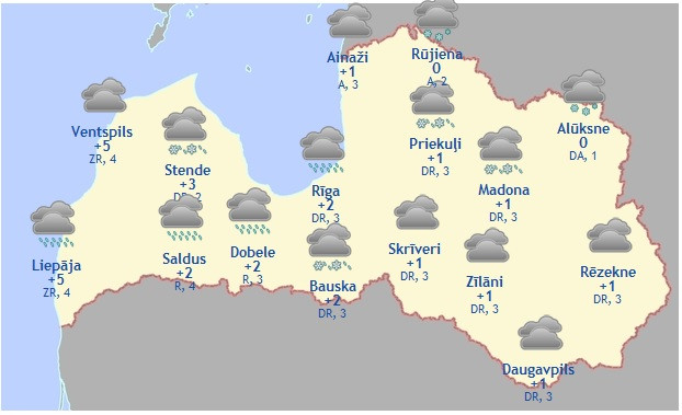 Laika prognoze šodienai - 14. novembrim