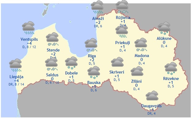 Laika prognoze šodienai - 15. novembrim