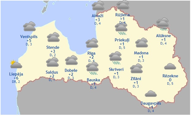 Laika prognoze šodienai - 16. novembrim