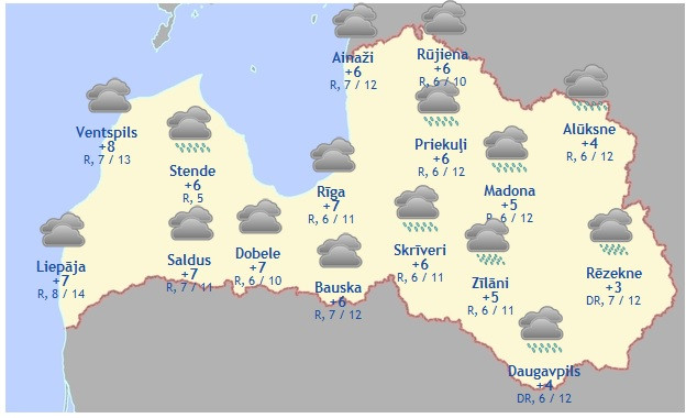 Laika prognoze šodienai - 26. novembrim