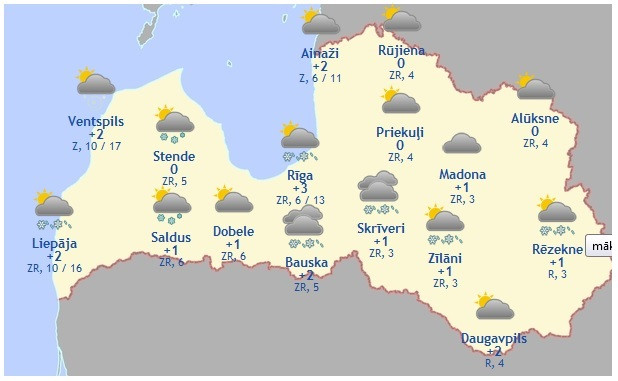 Laika prognoze šodienai - 27. novembrim