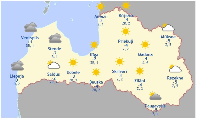 Laika prognoze šodienai - 29. novembrim