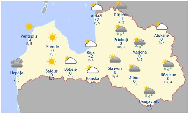 Laika prognoze šodienai - 1. decembrim
