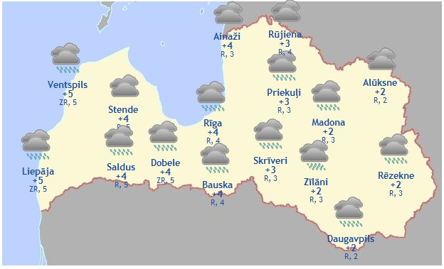 Laika prognoze šodienai - 19. decembrim