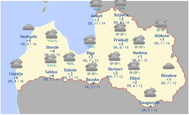 Laika prognoze šodienai - 24. decembrim