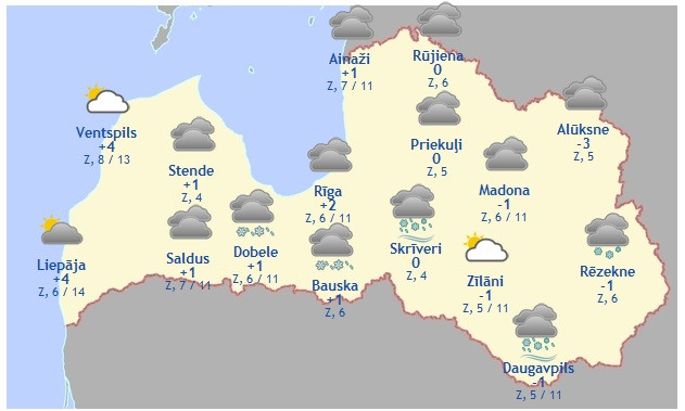 Laika prognoze šodienai - 28. decembrim