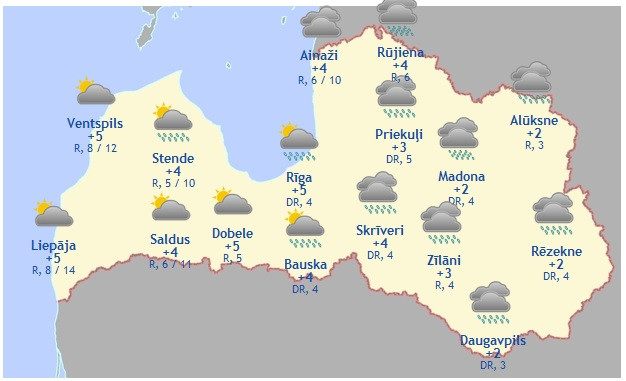 Laika prognoze šodienai - 30. decembrim