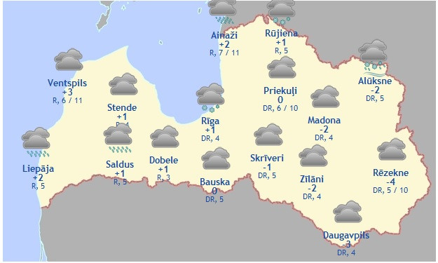 Laika prognoze šodienai - 26. janvārim