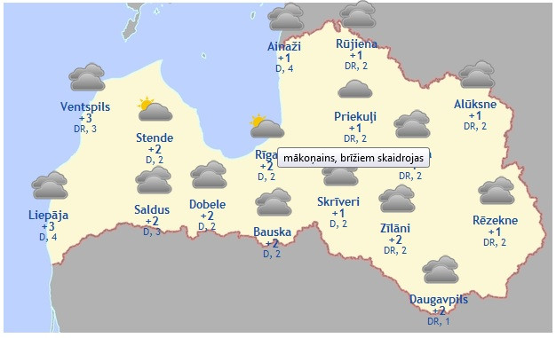 Laika prognoze šodienai - 28. janvārim