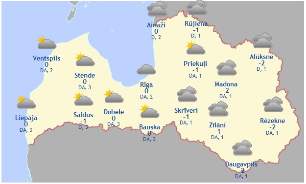 Laika prognoze šodienai - 4. februārim