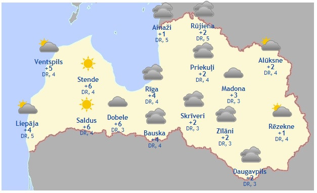 Laika prognoze šodienai - 16. februārim