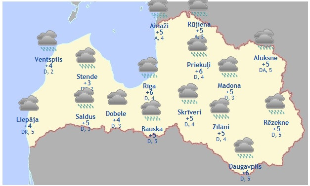 Laika prognoze šodienai - 1. martam