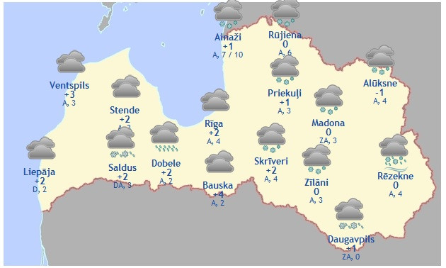 Laika prognoze šodienai - 7. martam