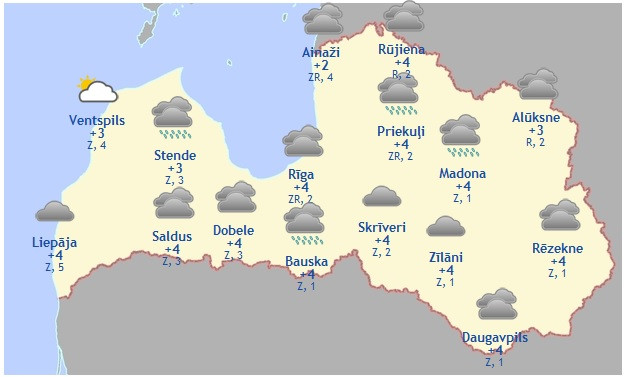 Laika prognoze šodienai - 11. martam