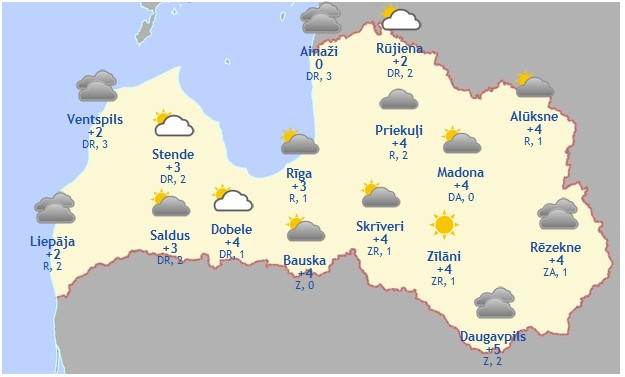 Laika prognoze šodienai - 13. martam