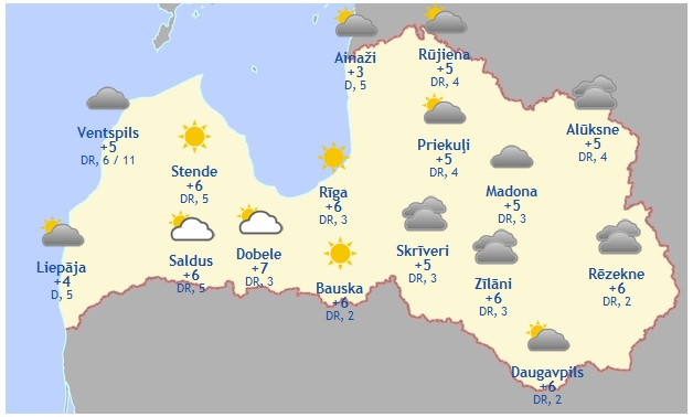 Laika prognoze šodienai - 14. martam