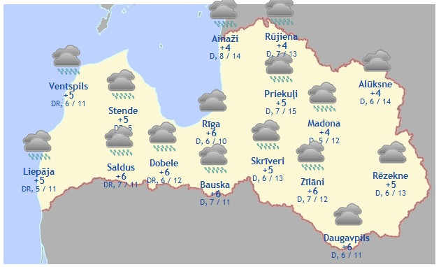 Laika prognoze šodienai - 17. martam