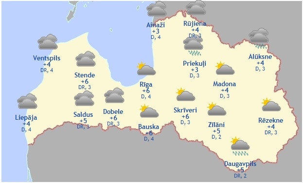 Laika prognoze šodienai - 18. martam