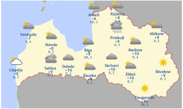 Laika prognoze šodienai - 7. aprīlim