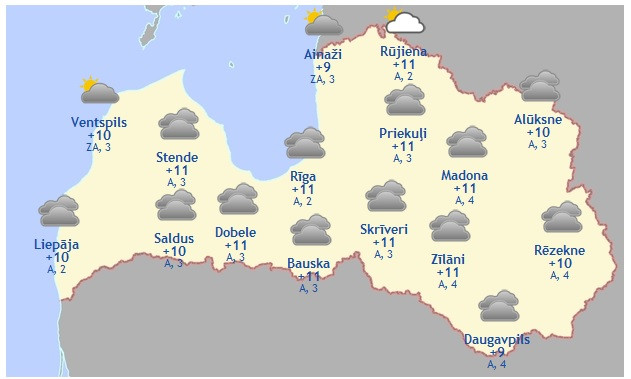 Laika prognoze šodienai - 28. aprīlim